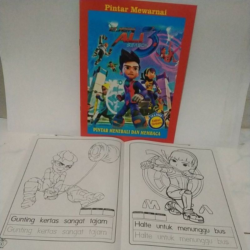Buku anak tk dan paud pintar mewarnai Ejen Ali season 3 seri pintar menebali dan membaca
