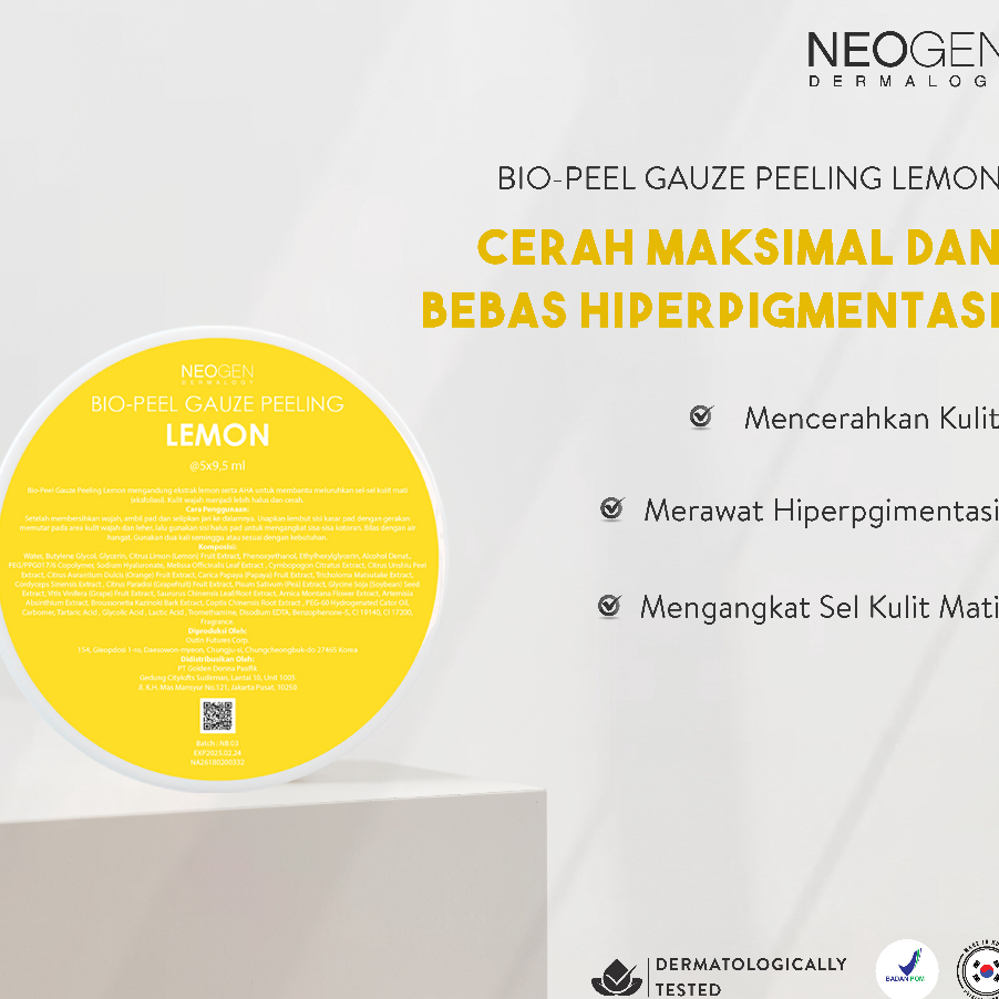 MURMER NEOGEN DERMALOGY BIO PEEL GAUZE PEELING PAD MINIS JAR (ISI 5 PADS)