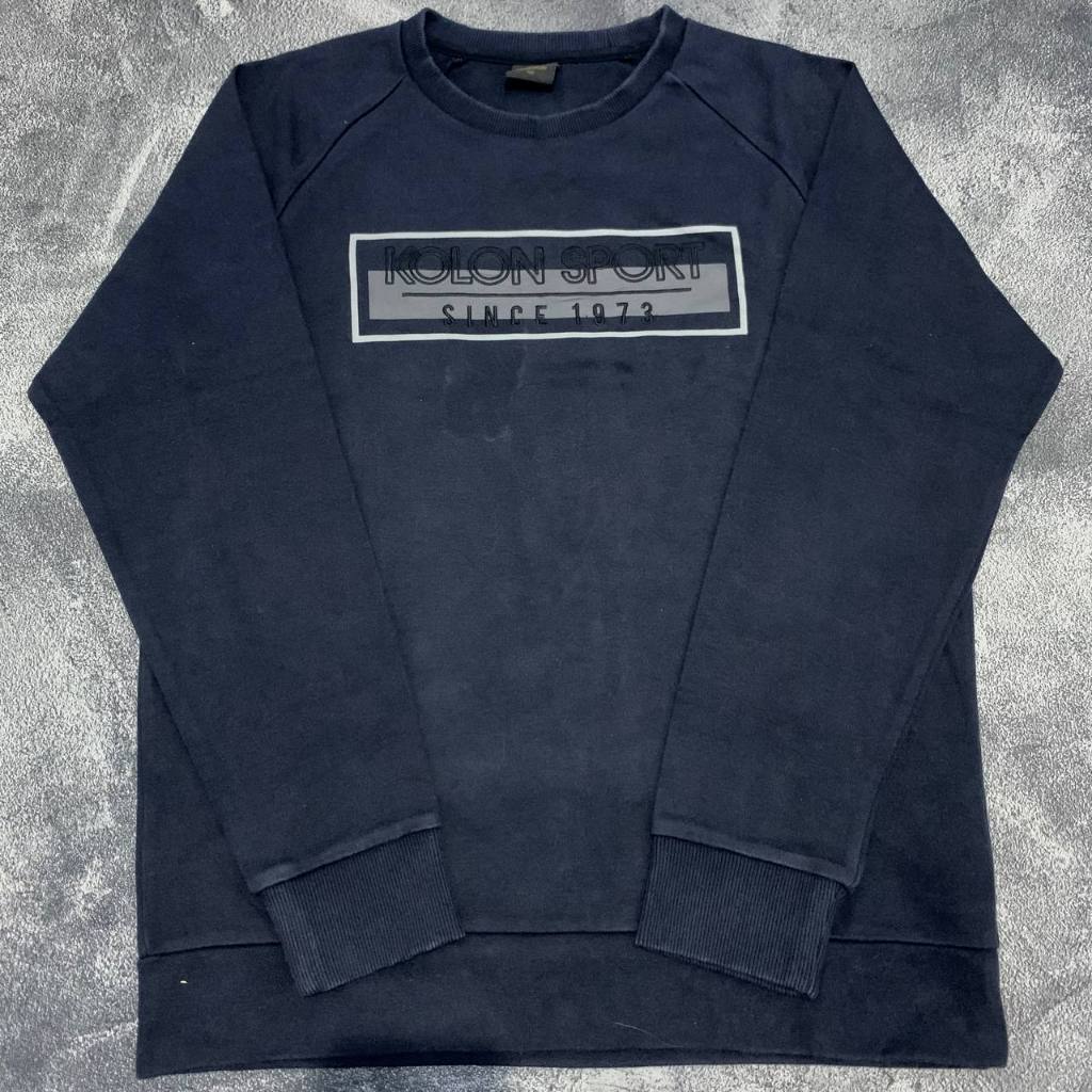 Crewneck Kolon Sport Box Logo Bordir Black Branded Original Second