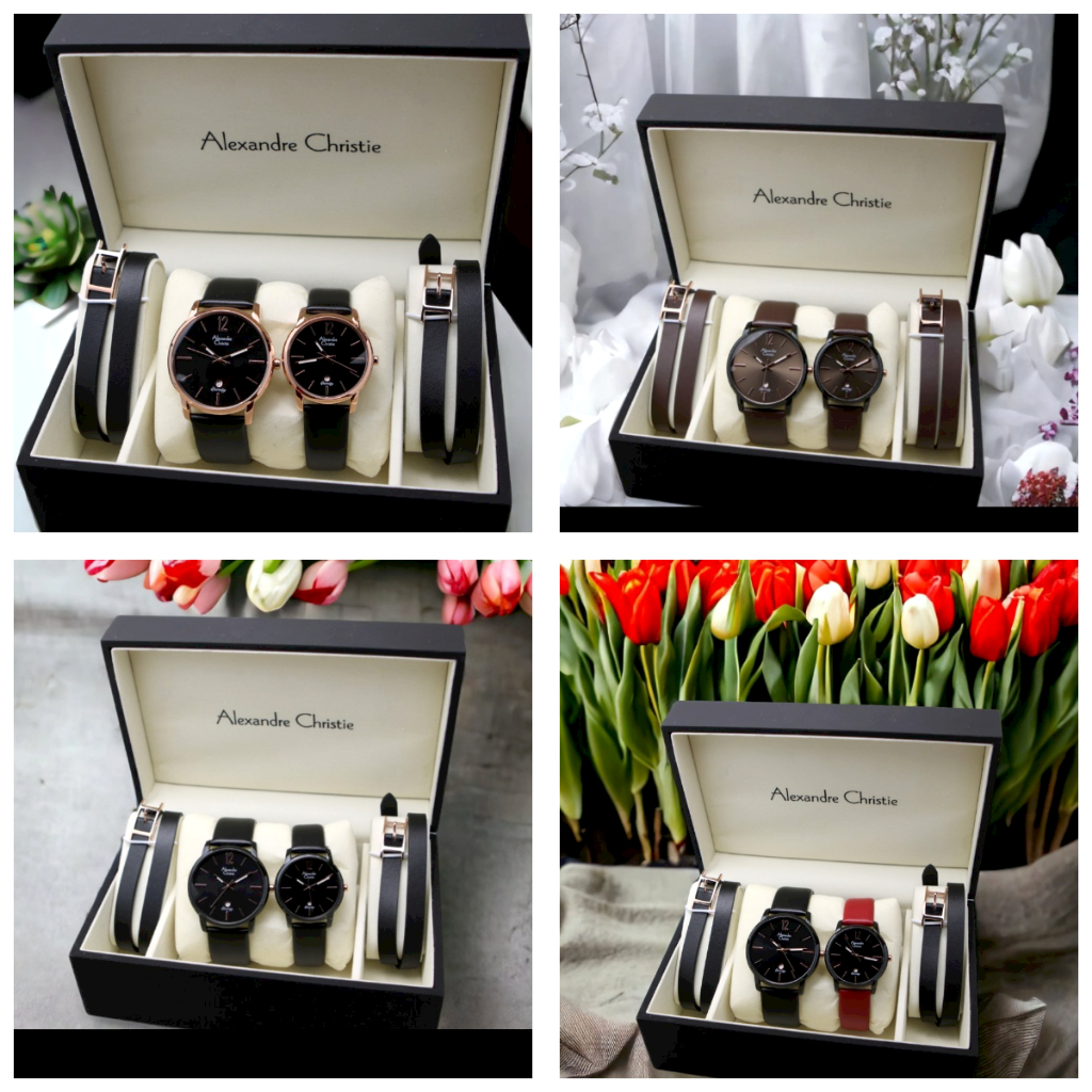 Jam Tangan Couple AC Alexandre Christie 8669 Original - Tali Kulit