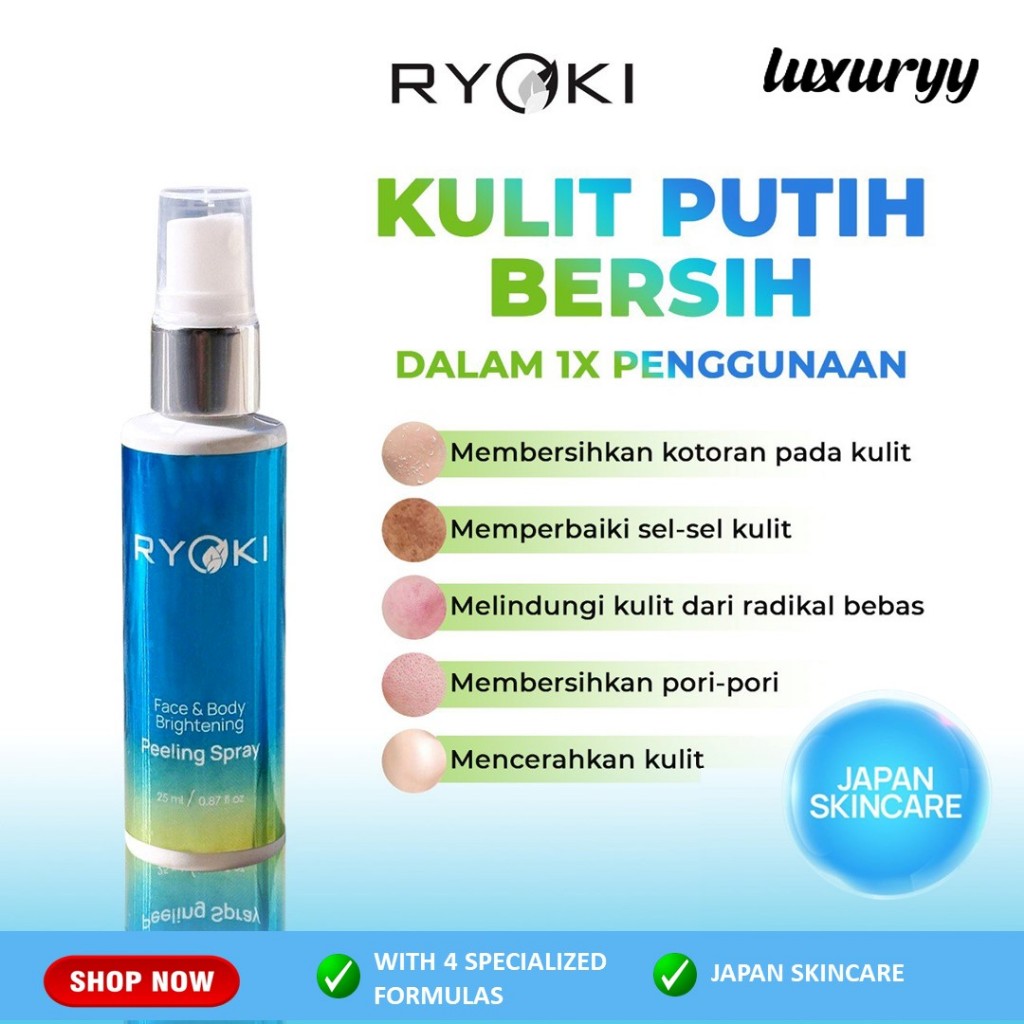 RYOKI Peeling Spray Pengangkat Daki - Ryoki Japan Skincare Pembersih Kulit Penghilang Perontok Pembe