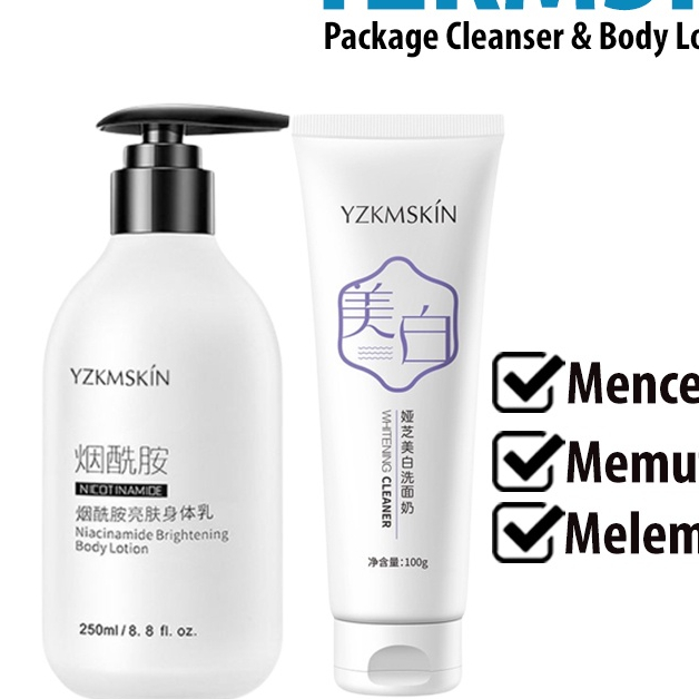 YZKMSKIN 2 IN 1 Niacinamide Body Lotion + Facial Wash Whitening Cleanser