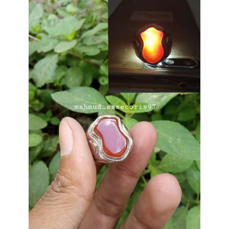 cincin akik batu Yaman madu Terompah / cincin akik batu Sulaiman madu model terompah natural