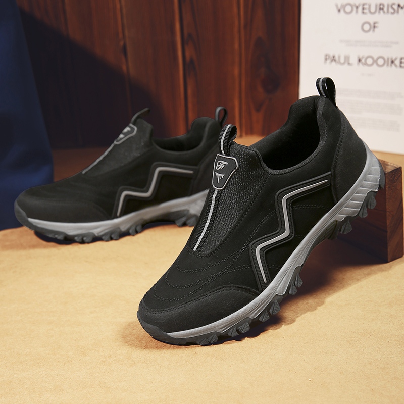Import Sepatu Pria Santai Mendaki Gunung Outdoor Sepatu Hiking Pendek Touring Olahraga Tanpa Tali Sl
