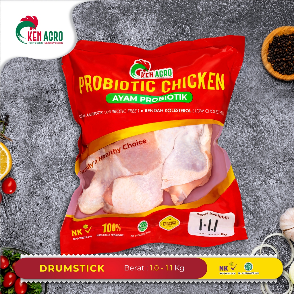 

Ken Agro Ayam Probiotik Drumstick Paha Bawah 1.0-1.1 kg Frozen