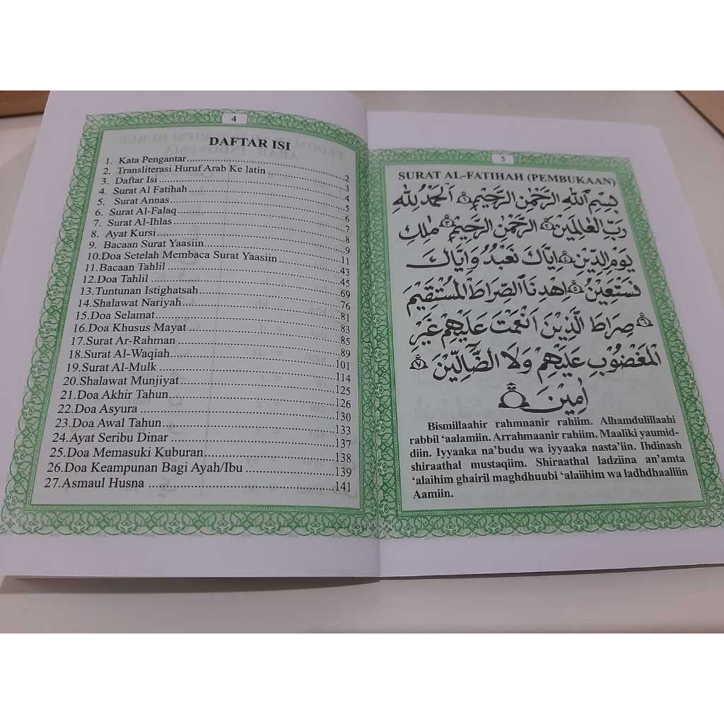 

ISI BUKU YASIN HIJAU 144 HALAMAN