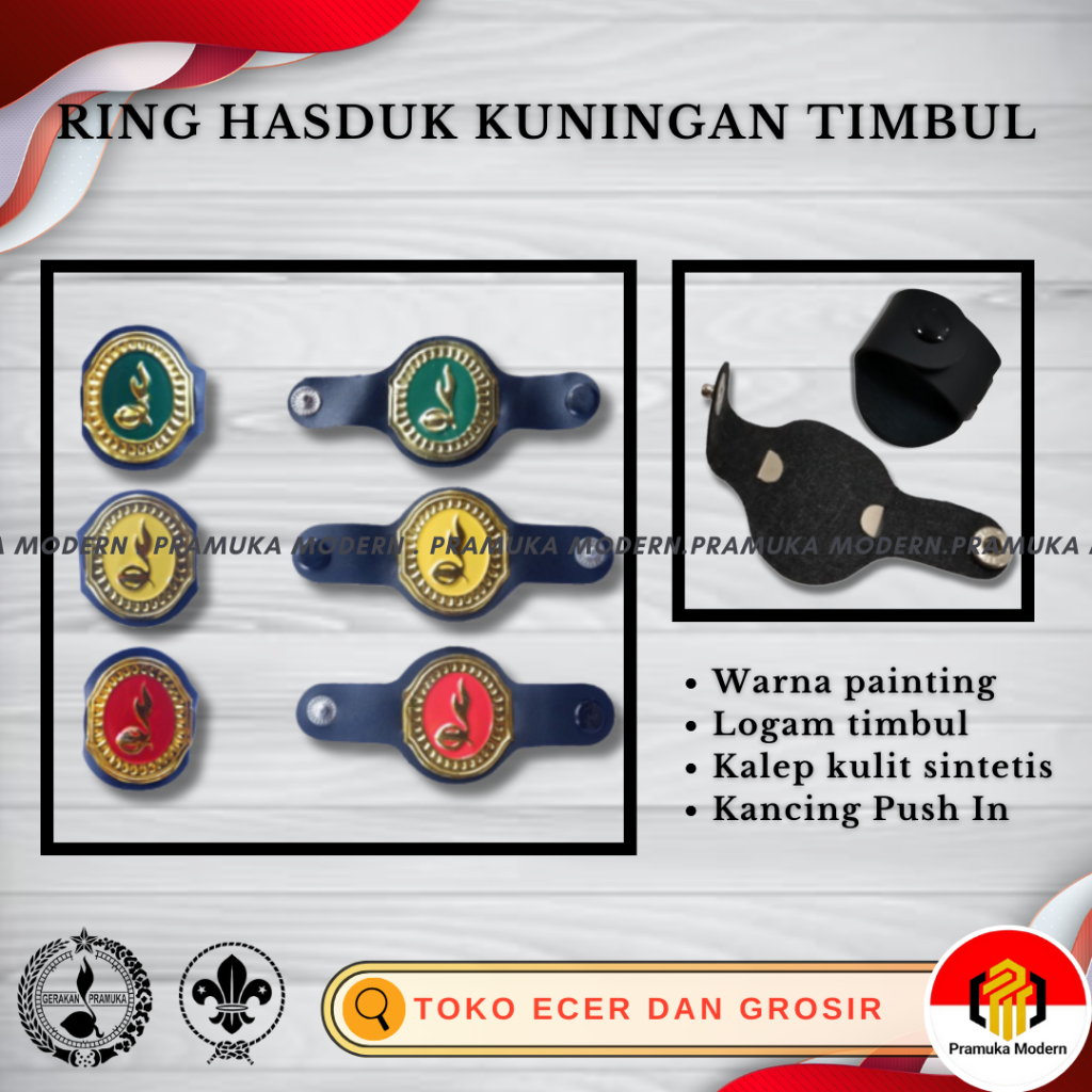 Ring kacu kuningan kalep timbul  / ring hasduk siaga penggalang penegak