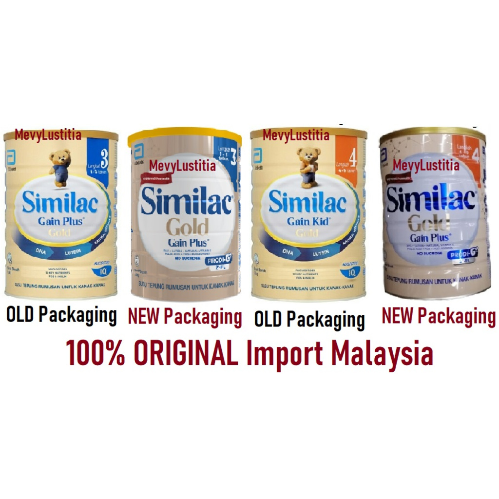 MALAYSIA 1,8kg Susu Abbott Similac Gold Gain Plus 2 FL Step 3 Gain Kid Gold Step 4 Kaleng