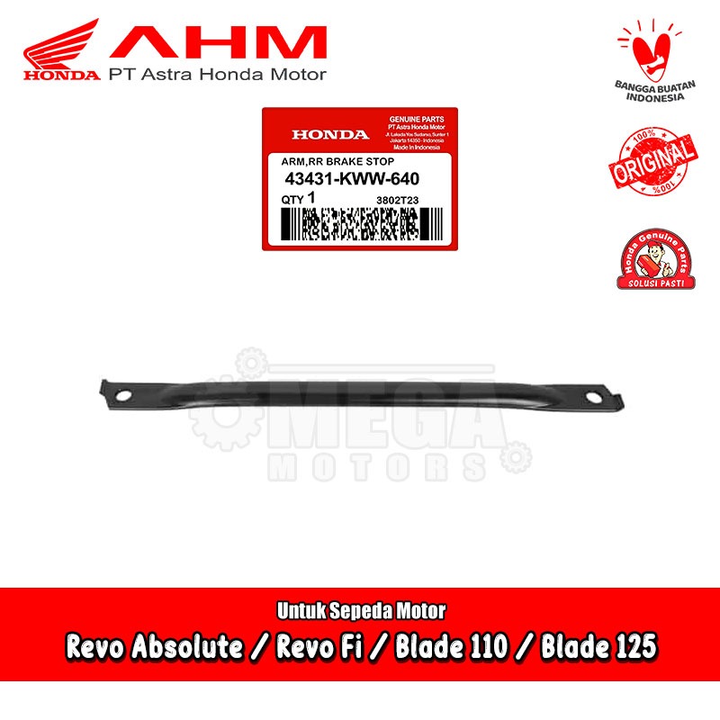 Tiang Tahanan Tutup Tromol Rem Belakang Revo Absolute Supra x Blade 125 Fi Ori AHM 43431-KWW-640
