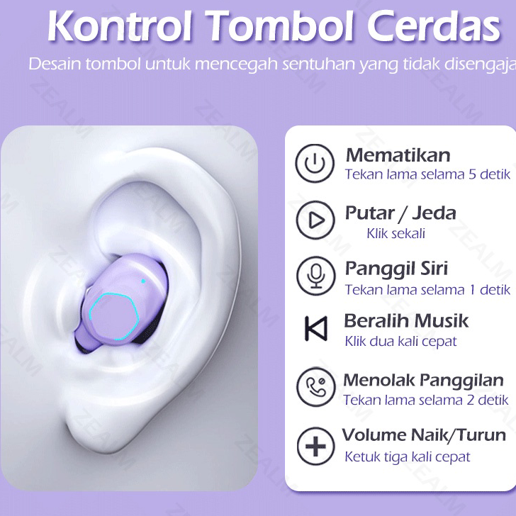 ➛➙❅⋆ M13 Macaron Headset Bluetooth TWS with Mic Breathing Light Case Led Display Screen Handset Blue