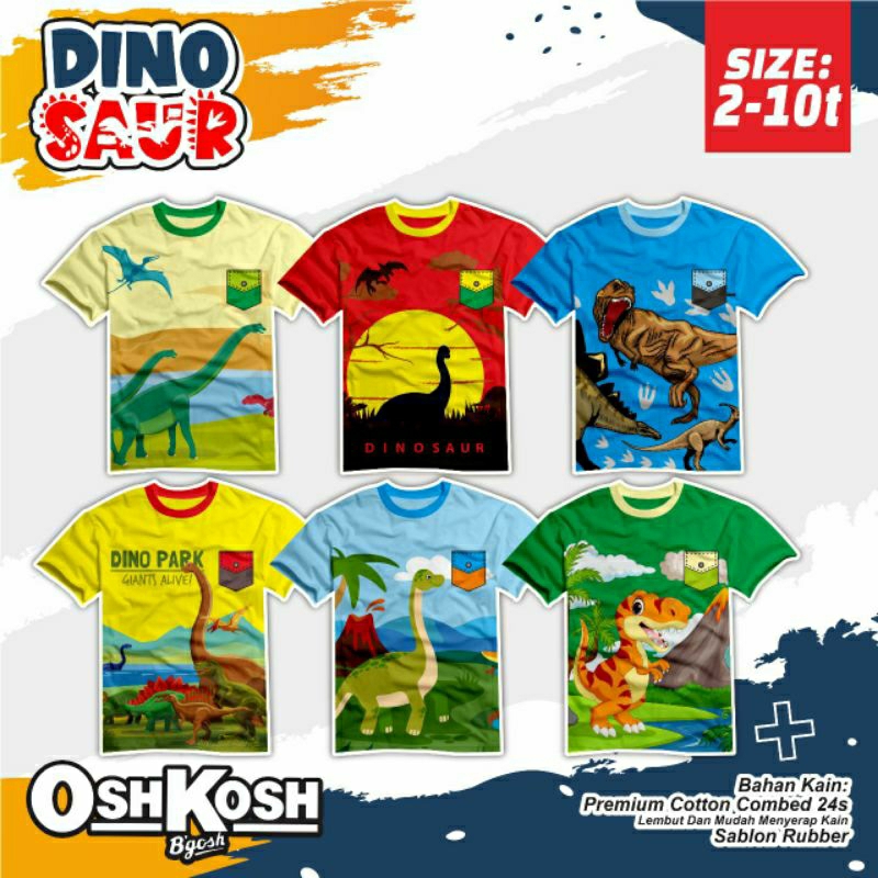 kaos anak branded OshKosh sablon dinosaurus