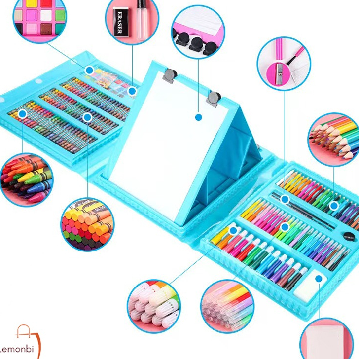 

➩↓✮≛ Crayon Anak Pengasah 208pcs Set Alat Menggambar Melukis Anak-anak Crayon Cat Air Pensil Best Produk