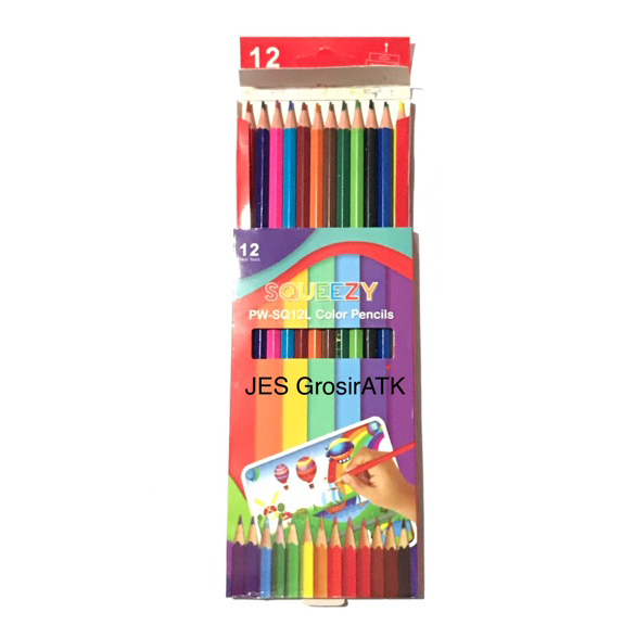 

➘✣✰ Pensil Warna 12 warna Panjang [set](PW-SQ12L)