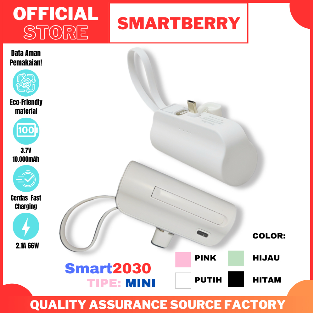powerbank mini 2in1 smartberry / powerbank mini / powerbank travel / powerbank kecil / multi output