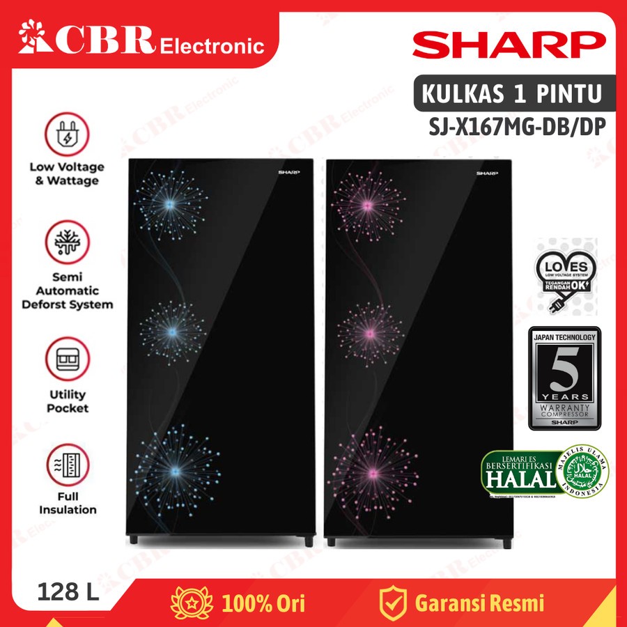 Kulkas SHARP 1 Pintu SJ-X167MG-DB / SJ-X167MG-DP (Shine) 128 L