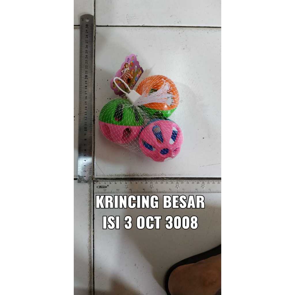 Mainan kerincingan bola jaring isi 3 OCT 3008