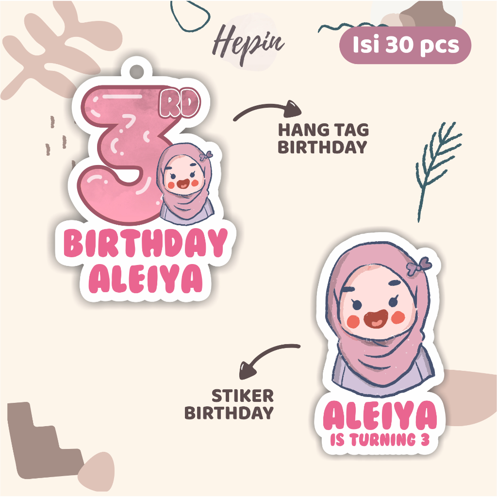 

(30pcs) Hang tag & stiker ulang tahun edisi KIDS /label tag ulang tahun murah/hang tag ulang tahun/tag souvenir ulang tahun/stiker nama ualang tahun/diecut stiker&t ag