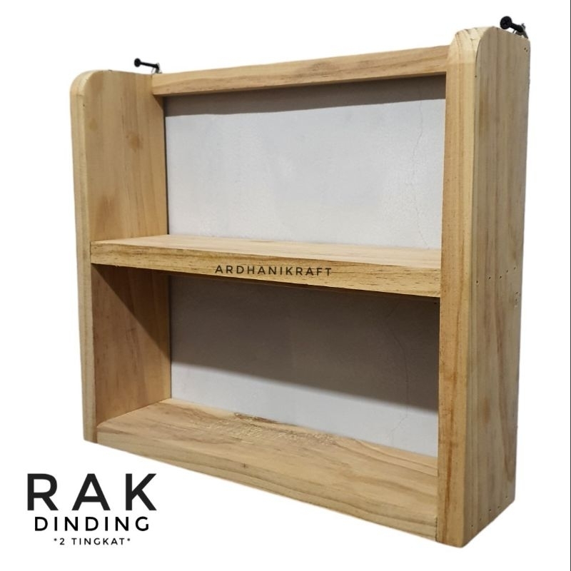 Rak bumbu rak Dapur rak dinding kayu pinus 2 tingkat