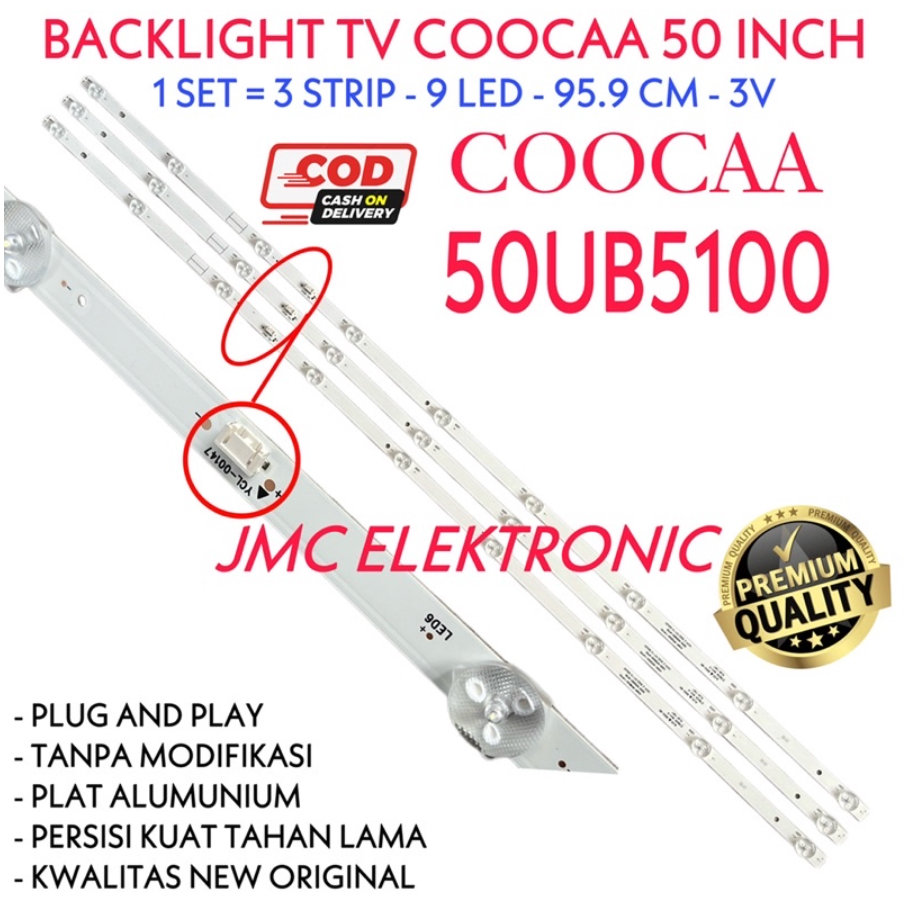 BACKLIGHT TV LED COOCAA 50 INCH 50UB5100 LAMPU BL 50 IN 9K 3V