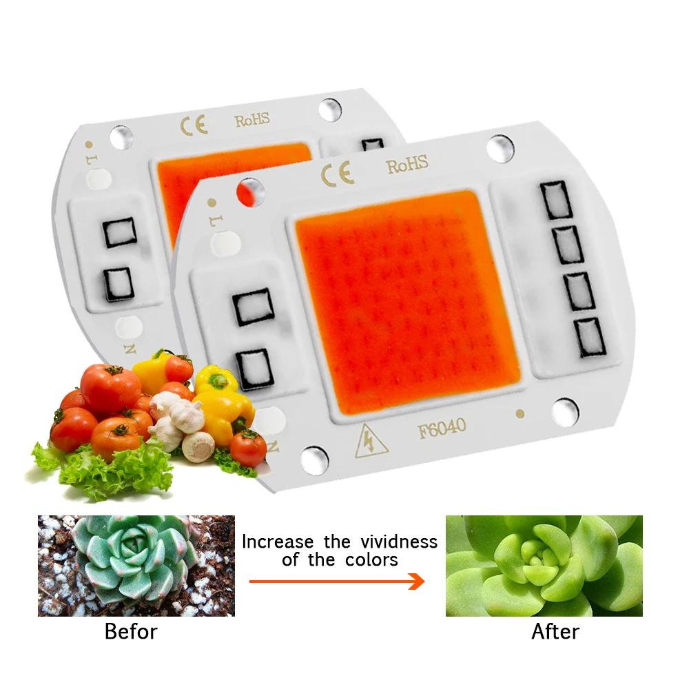 50W 4060-220V Lampu Tanaman Grow Light LED COB Hidroponik Lampu Grow Light Lampu Cahaya Tanaman Tumb