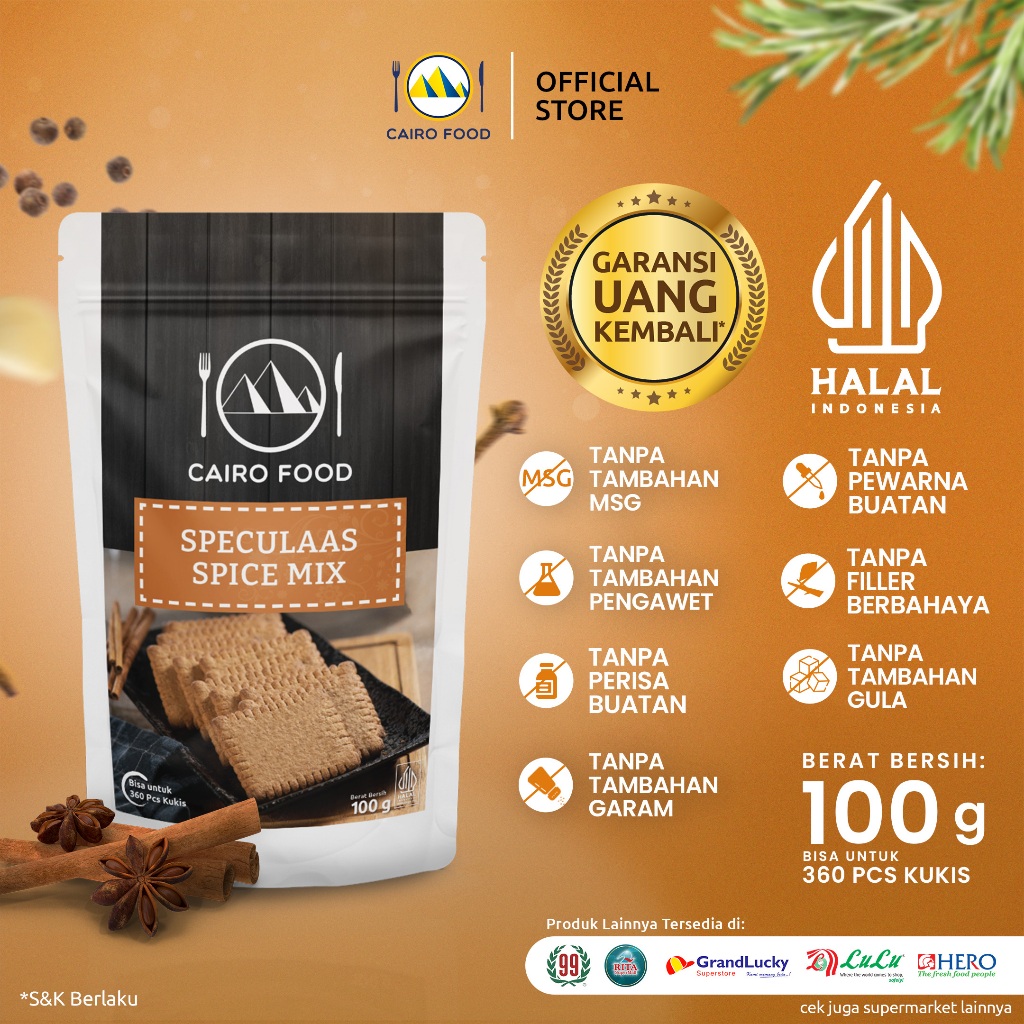 

Bumbu Speculaas Spice Mix Sehat – Tanpa MSG, 100% Rempah Murni | Cairo Food - 100 Gram