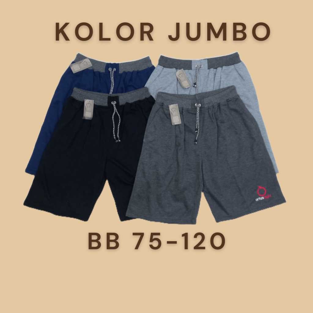 Celana Kolor Pria jumbo Pinggang Karet Rib Bahan Kaos Babyterry