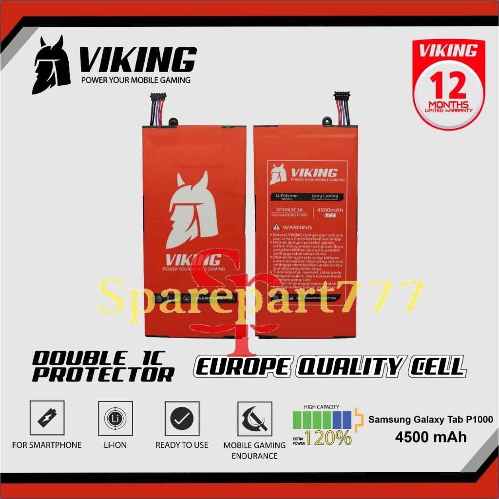 Baterai Viking Double Power - SP4960C3A / Samsung Galaxy Tab P1000 / GT-P1000 - Batu Batre Batrai Ba