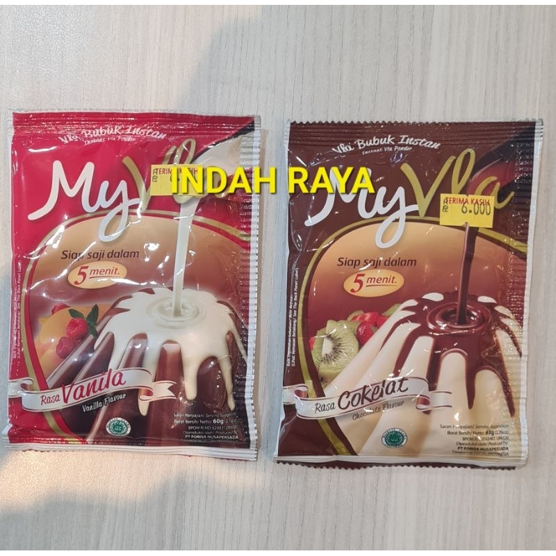 

MY VLA bubuk instan RASA VANILA 60g & COKELAT 63g per saset