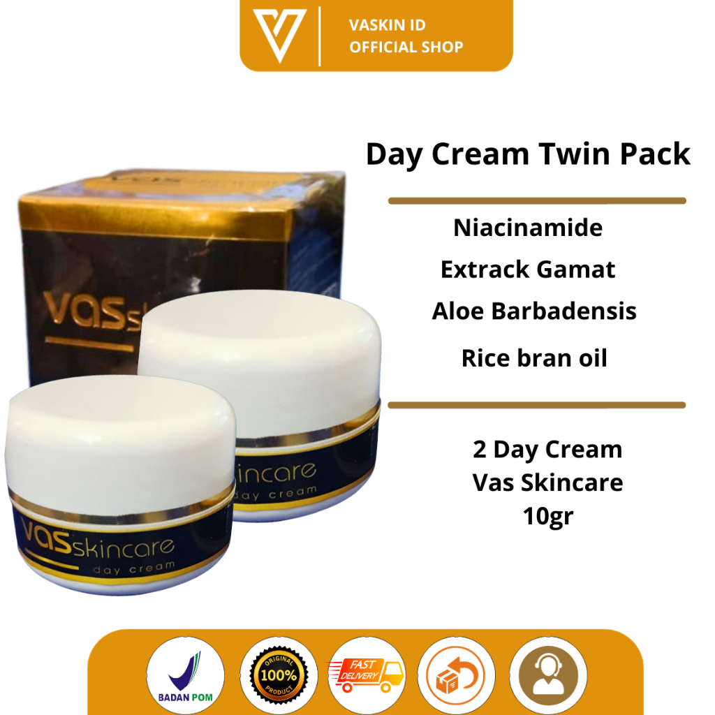 Twin Pack Day Cream Vas Skincare Krim Perawatan Wajah  Anti UV Bpom
