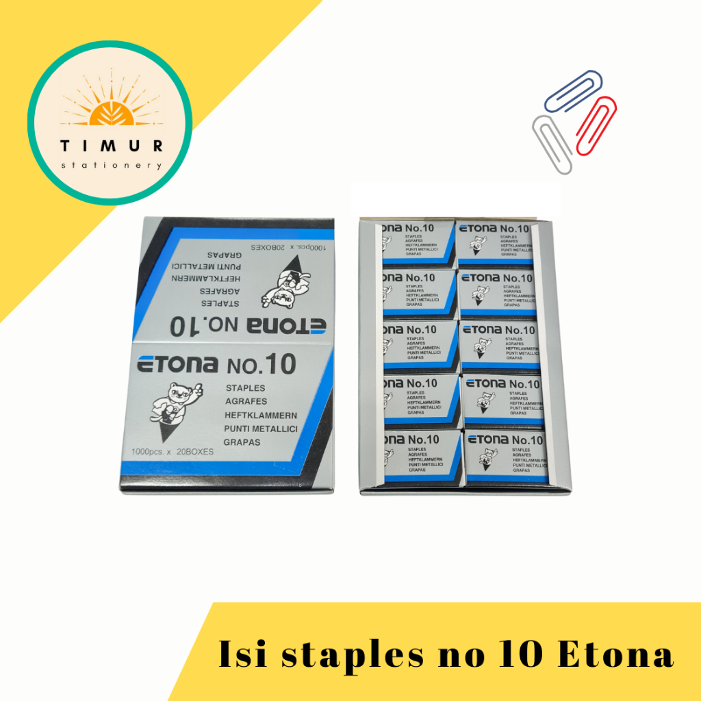 

Isi Staples / Refill Stapler kecil ETONA No. 10 Grosir per Pak isi 20 Box