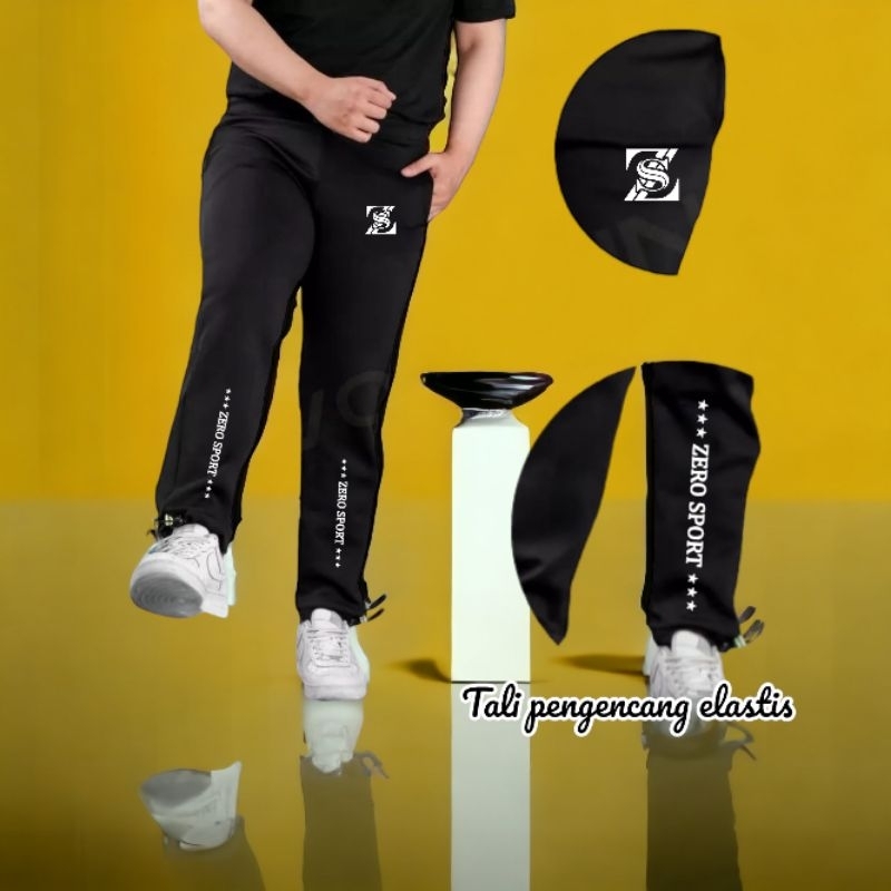 Celana Training Pria Olahraga Lari Celana Jogger Sweatpants Panjang Tali bawah