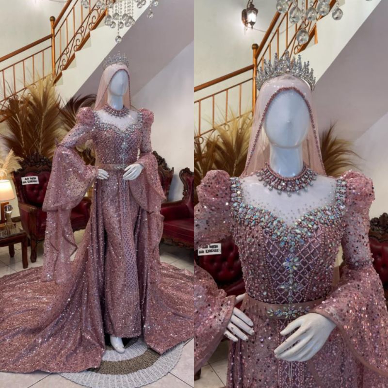 gaun pengantin / gaun modern mewah / gaun pengantin full squin