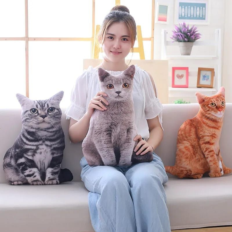 [ 45cm ] Bantal Kucing 3D Mewah Lucu Halus Dan Empuk Hadiah Ulang Tahun