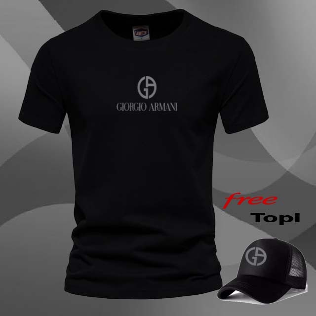 Bonus Topi . Kaos Pendek G/A Blok Text Silver / Terkeren  Baju Lengan Pendek Premium Quality >Af_Fas