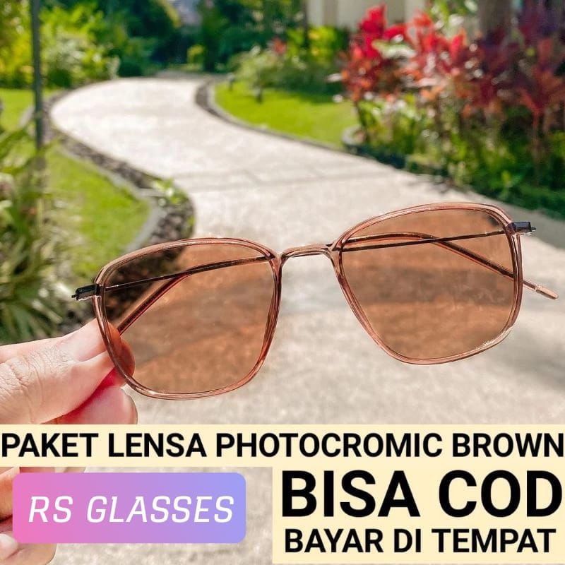 Kacamata Lensa Photobrown Antiradiasi  Normal dan Minus Photocromic Brown 2189