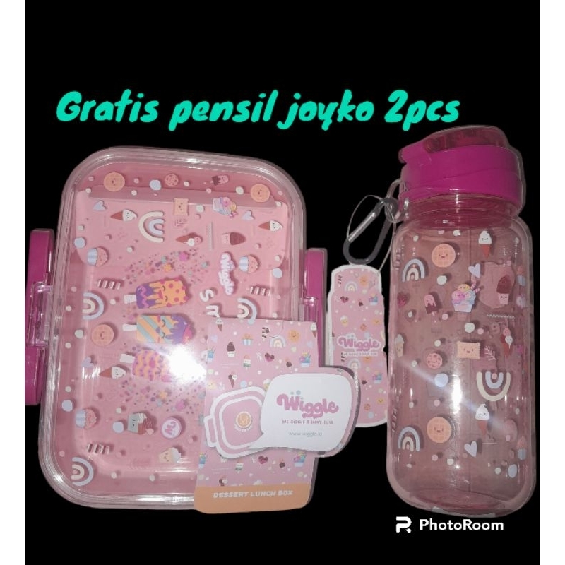 wiggle lunch box sekolah wigle set botol+tempat makan