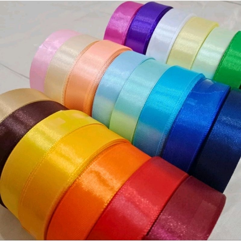 Pita Satin Merk Eagle Import 2,5 cm Per Rol / Pita Satin Polos / Pita Kado / Pita Buket