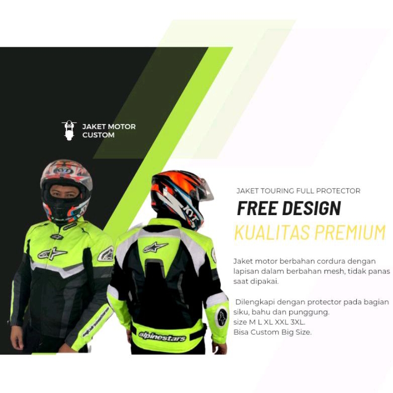 Jacket motor touring full protector jacket pria wanita custom