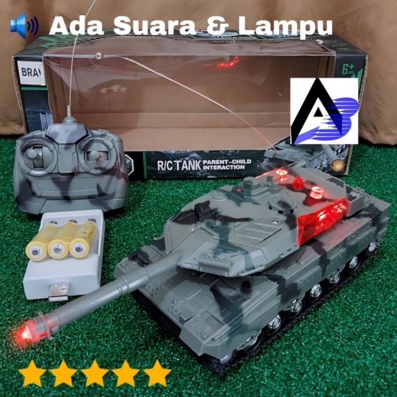 RC War Tank Leopard Remote Control Tentara Militer Baterai Cas Lampu & Suara Tembak - Mainan Mobil R