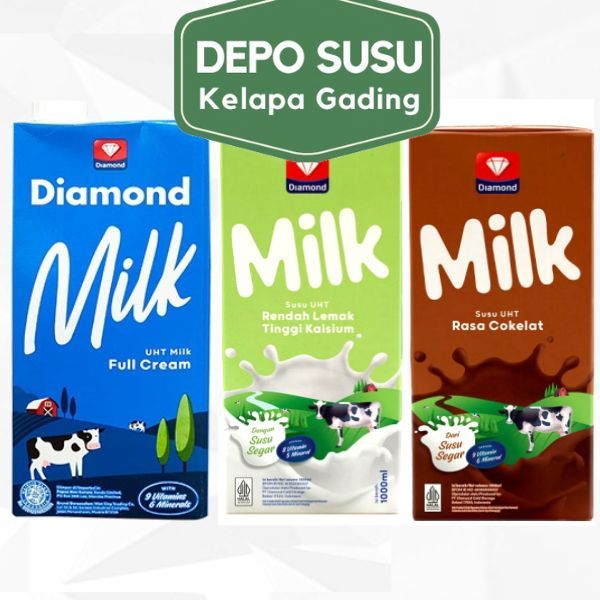 

Susu Diamond UHT 1L All Varian | Diamon Full Cream Coklat Low Fat High Calcium 1 Litter