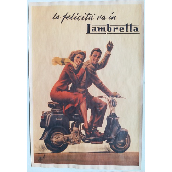 Iklan kertas VESPA LAMBRETTA dari kolonial Belanda kuno