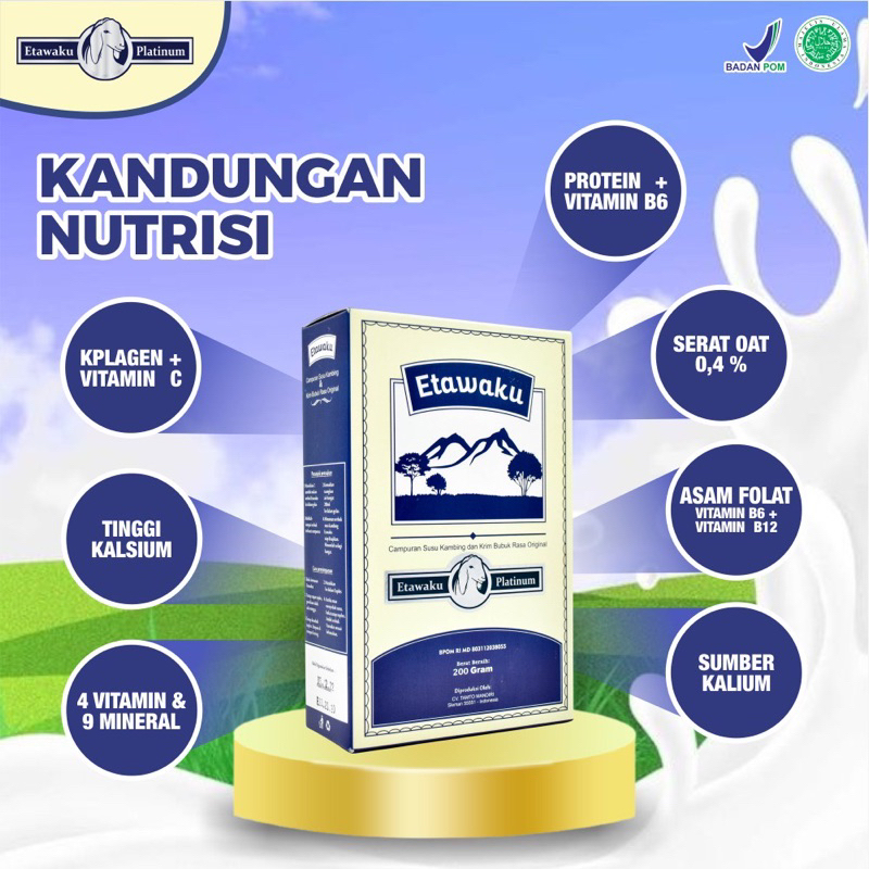 

ETAWAKU PLATINUM ORIGINAL Susu Kambing Etawa Rendah Gula dan Lemak 200gr