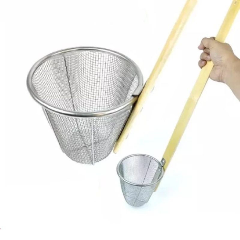 saringan mie ayam saringan mie kocok stainless Gagang kayu
