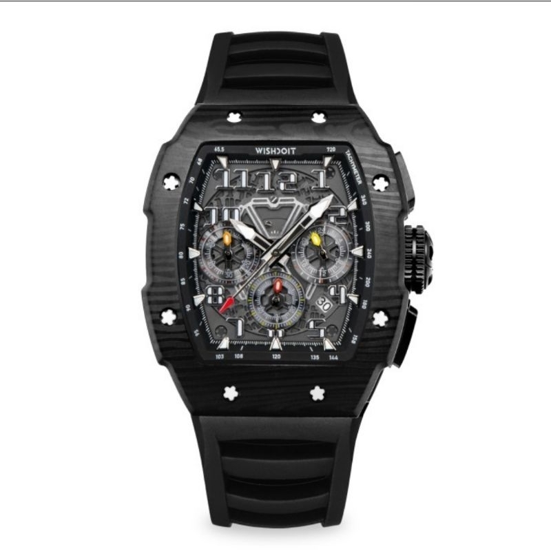 WISHDOIT GT Chrono Black Carbon Watch (Black Strap)