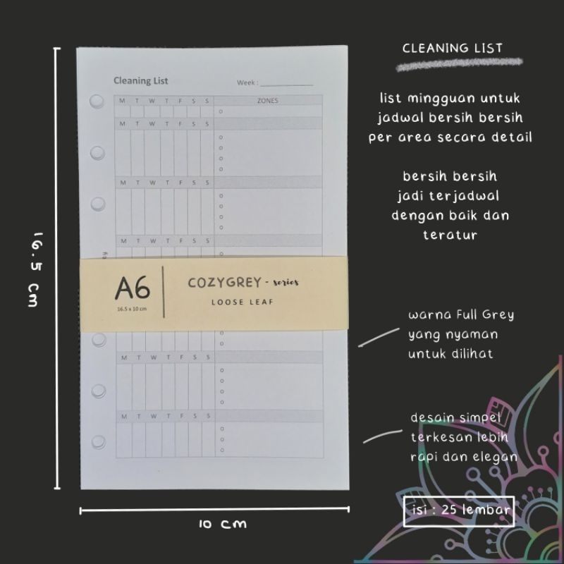 

Looseleaf-CleaningListA6|InsertBinderA6