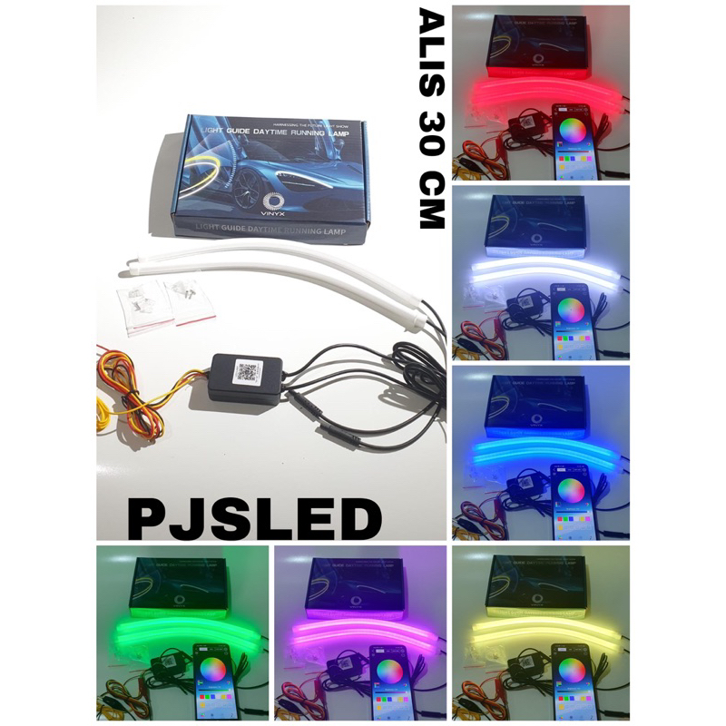 Lampu LED DRL Alis Flexibel WRGB APP 30 60 cm Welcome + RGB Matrix Mobil Motor Vinyx 30cm 60cm Selang Sein