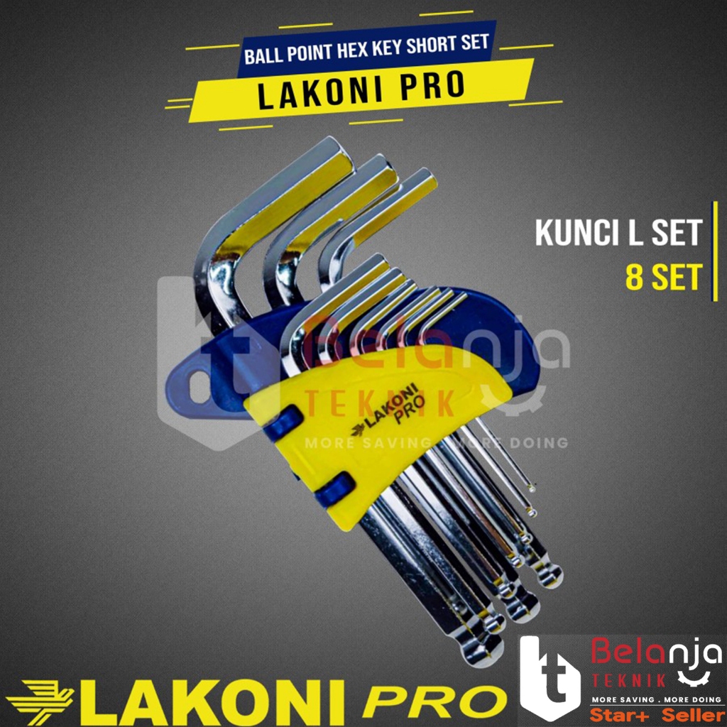 LAKONI PRO Kunci L Pendek Set 8 Pcs Kunci L Set Panjang 8pcs Ballpoint
