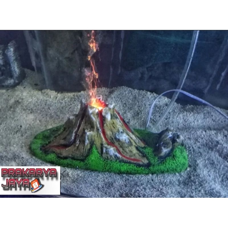 Hiasan akuarium gunung merapi // dekorasi aquarium gunung