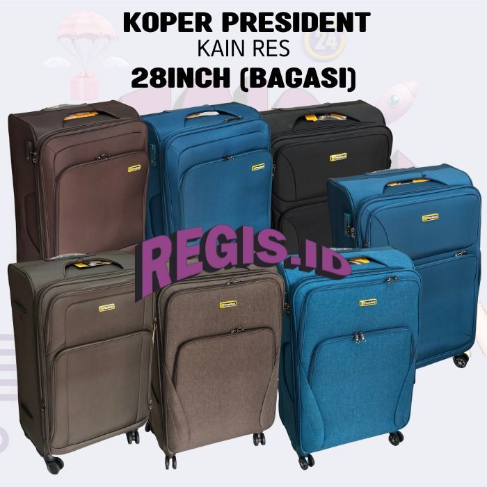 KOPER KAIN PRESIDENT ORIGINAL 28inch 100% ZIPPER TSA LOCK RODA PUTAR 360DERAJAT BAHAN ANTI BADAI