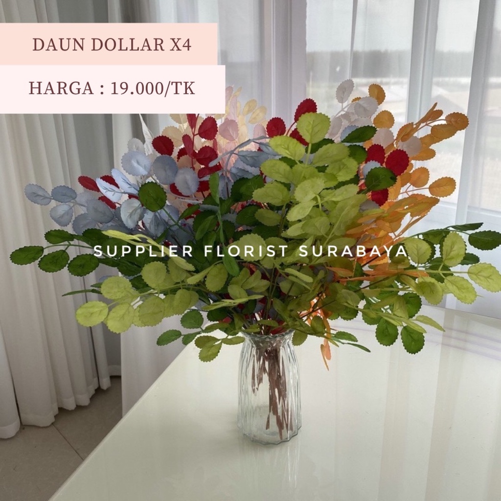 [DAUN DOLLAR X4] DEDAUNAN ARTIFICIAL LEAF DAUN PALSU DOLLAR DOLAR KOIN POHON UANG EUCALYPTUS DAUN KA